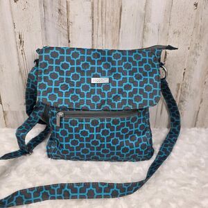 Baggallini Crossbody Bag Purse Teal Geometric Pattern